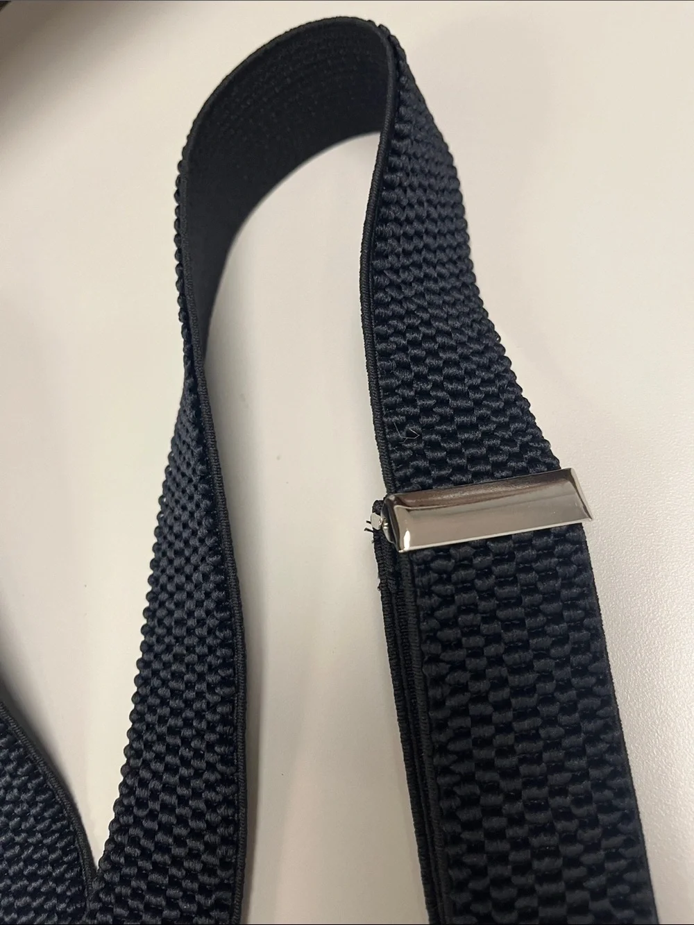 Decalen Black Men’s Elastic Suspenders with Silver Clips made in Poland